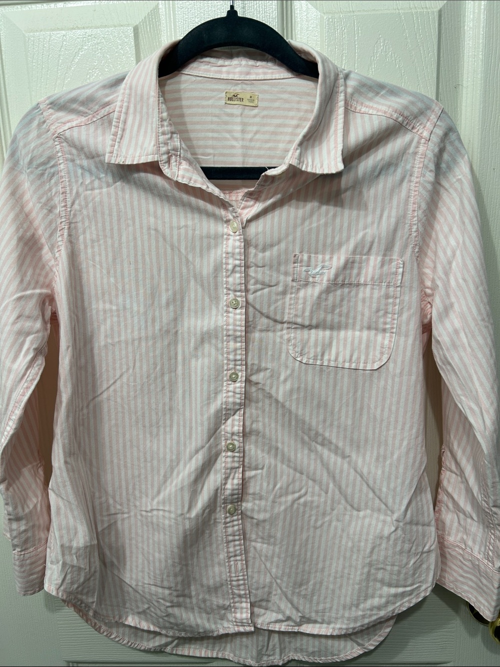 Hollister Pink & White Striped Button-Down Shirt